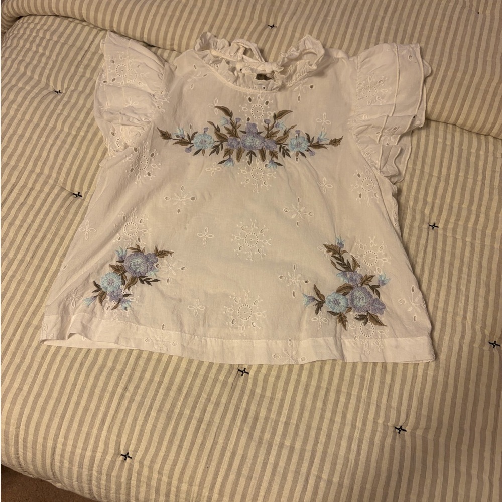Free People embroidered floral and eyelet blouse